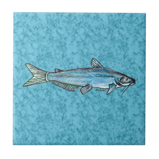 Blauer Katzenwels Fliese (Vorderseite)