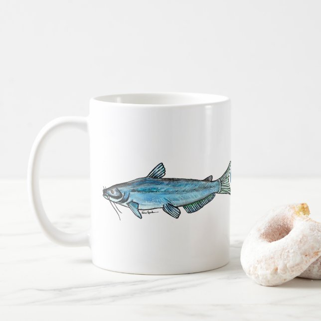 Blauer Katzenwels Kaffeetasse (Mit Donut)
