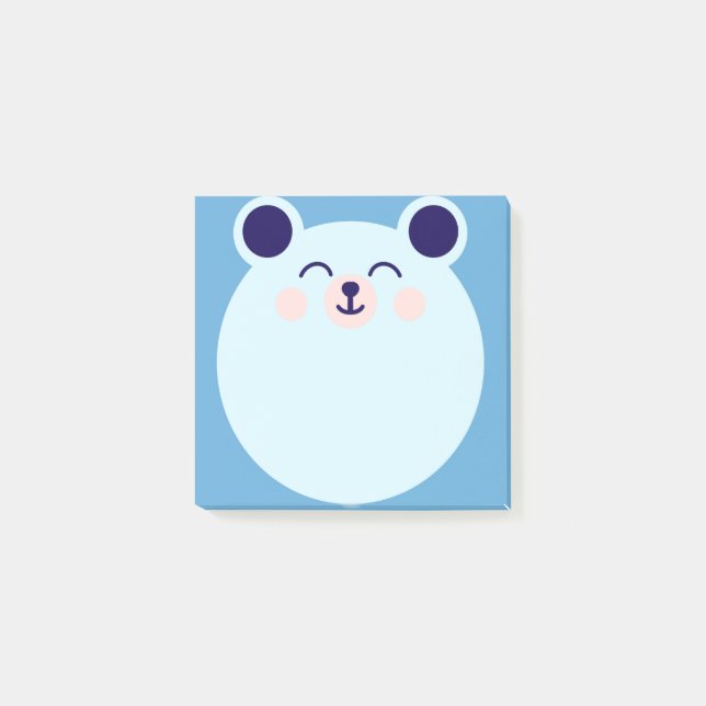 blauer kawaii Bär Post-it Klebezettel (Vorderseite)