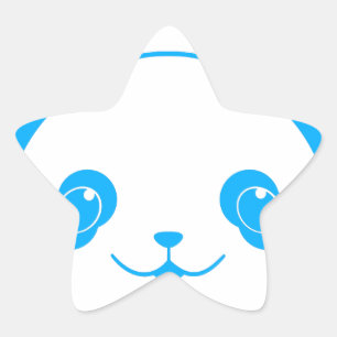 Blauer Kawaii-Panda-Bär Stern-Aufkleber