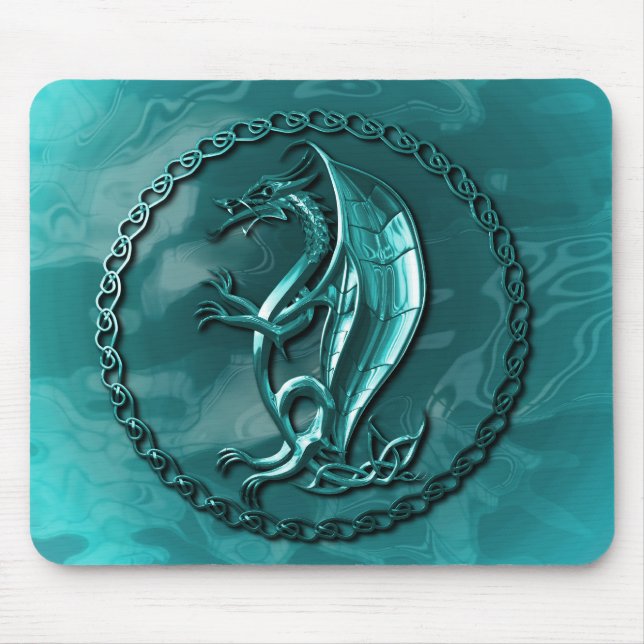 Blauer keltischer Drache Mousepad (Vorne)