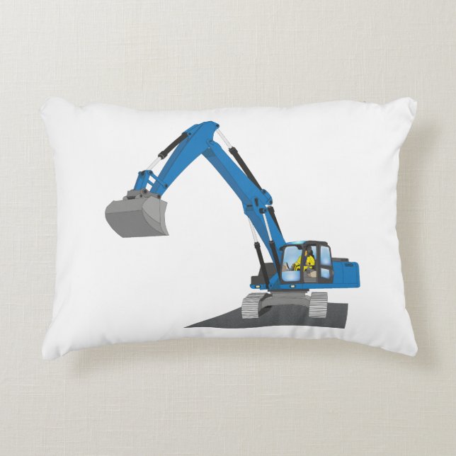 blauer Kettenbagger Zierkissen (Vorderseite)