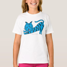 Blauer Kitty-Ausdehnungs-Mädchen-T - Shirt