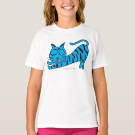 Blauer Kitty-Ausdehnungs-Mädchen-T - Shirt