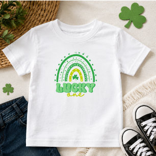 Blauer Klee und Regenbogen Lucky Eins Geburtstag Kleinkind T-shirt