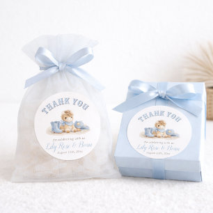 Blauer kleiner Cowboy-Junge Baby Shower Danke Favo Runder Aufkleber