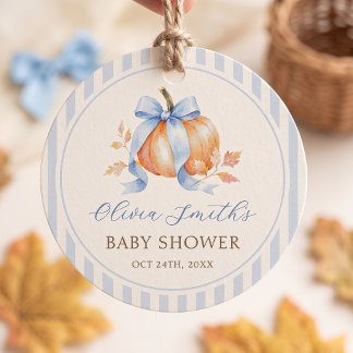 Blauer Kleiner Kürbis Herbst Baby Shower Geschenkanhänger