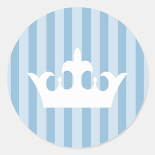 Blauer kleiner Prinz Crown Striped Baby Runder Aufkleber