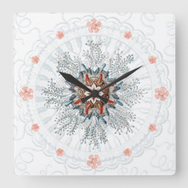 Blauer Knopf Qualle und Seestern Wall Clock Quadratische Wanduhr