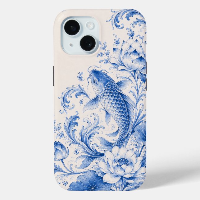 Blauer Koi-Fisch-Lotus-Telefoncase Case-Mate iPhone Hülle (Rückseite)