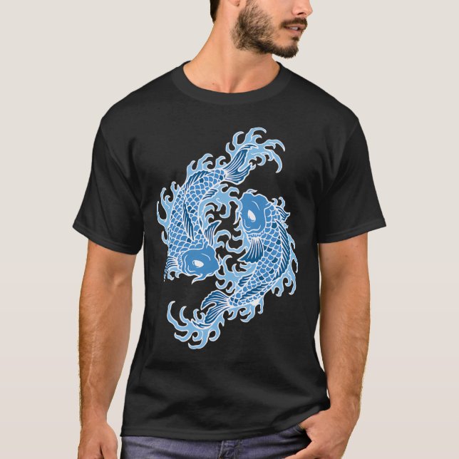 Blauer Koi-Fisch  T-Shirt (Vorderseite)