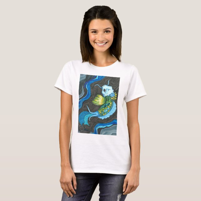 Blauer Koi T - Shirt (Vorne ganz)