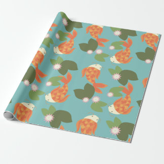 Blauer Koi Teich Geschenkpapier