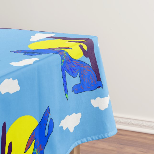 Blauer Kojoten-Tischdeckenstoff Tischdecke (Beispiel)