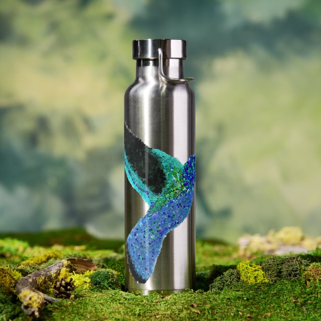 Blauer Kolibri (Glitzer) Trinkflasche (Außenbereich)
