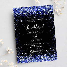 Blauer Konfetti Hochzeit Einladung