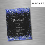 Blauer Konfetti Hochzeit Magneteinladung<br><div class="desc">Stilvoll schwarzer Hintergrund mit königsblauen Konfetti. Personalisieren Sie Ihre Namen und Details und fügen Sie diese hinzu.</div>