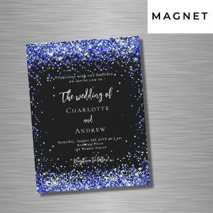 Blauer Konfetti Hochzeit Magneteinladung
