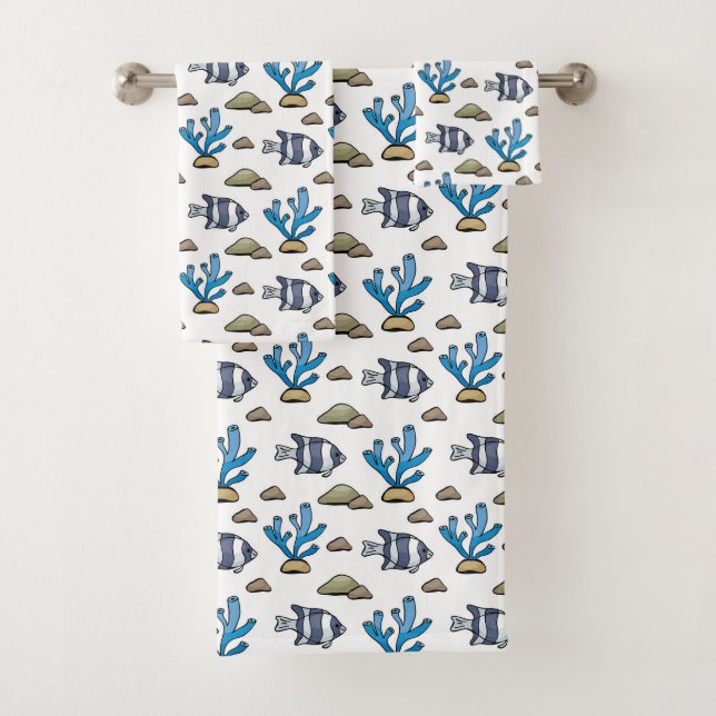 Blauer Korallenriff und tropisches Fischmeer Badet Badhandtuch Set (Insitu)