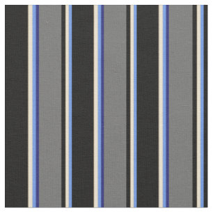 Blauer Kornblume, Beige, Schwarz, Grau, Mitternach Stoff