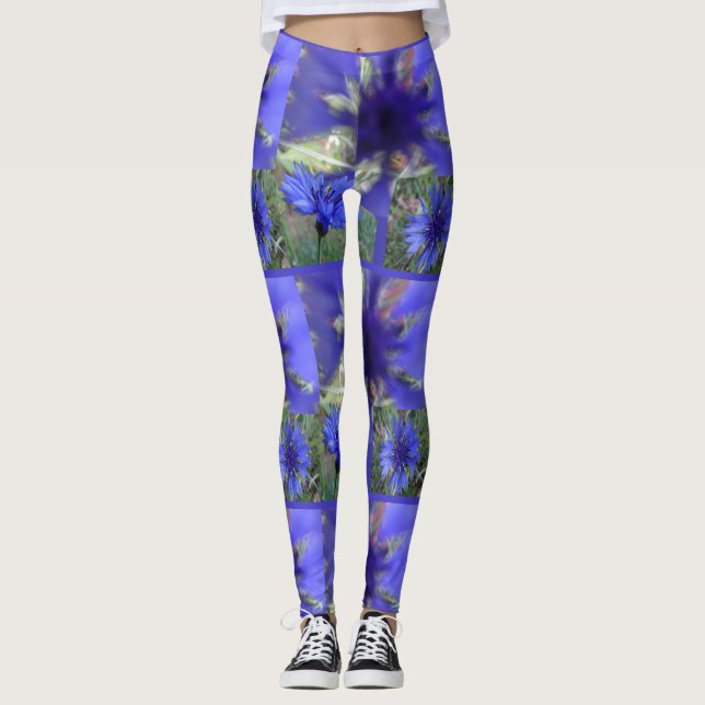 Blauer Kornblume Leggings (Vorderseite)
