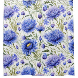 Blauer Kornblume Nahtloses Muster, blaue Blume Duschvorhang