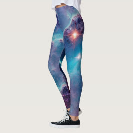 Blauer kosmischer Nebel Universum Leggings