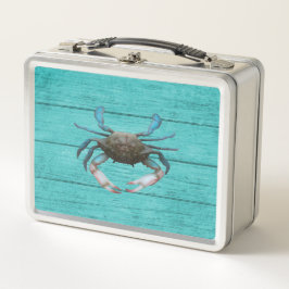 Blauer Krabben Türkis Metal Lunchbox