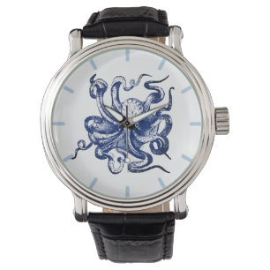 Blauer Kraken Armbanduhr