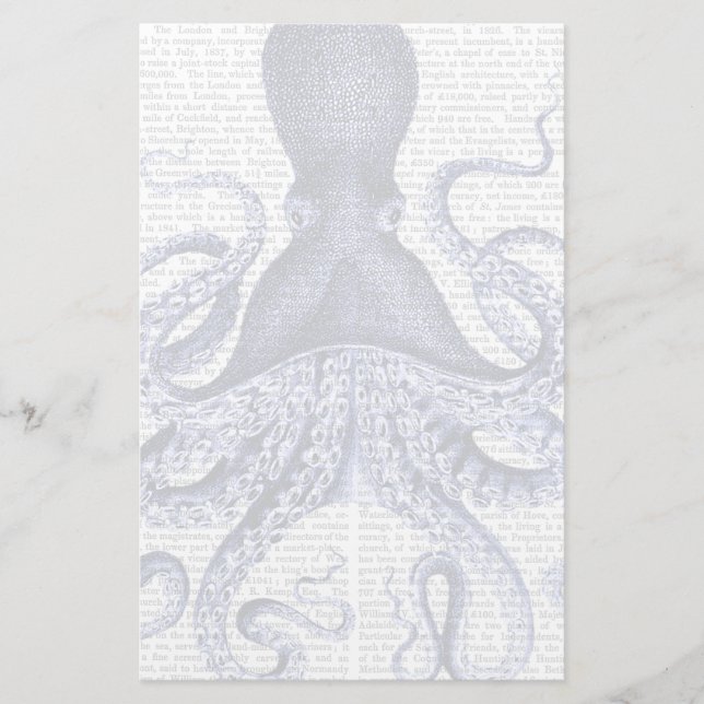 Blauer Kraken Briefpapier (Vorderseite)