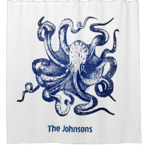 Blauer Kraken Duschvorhang