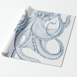 Blauer Kraken Geschenkpapier
