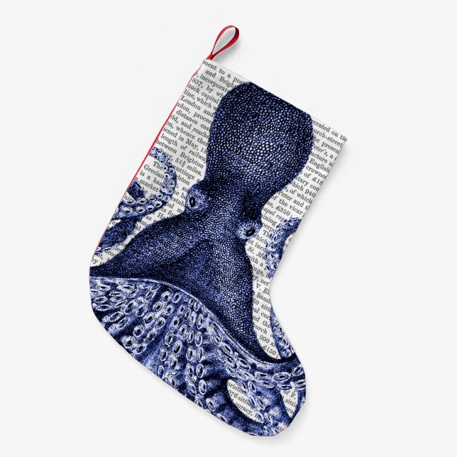 Blauer Kraken Kleiner Weihnachtsstrumpf (Vorderansicht (hängend))