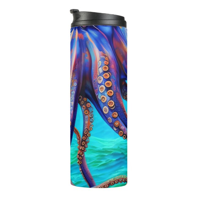 Blauer Kraken Kratopus Tentacles Thermosbecher (Nach rechts gedreht)