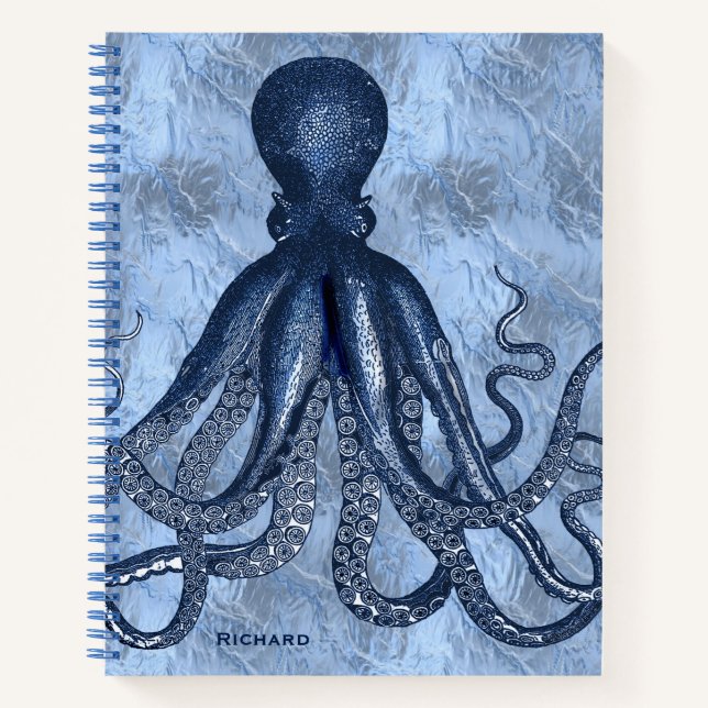 Blauer Kraken Notizbuch (Vorderseite)