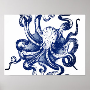 Blauer Kraken Poster