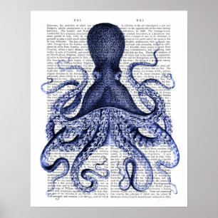 Blauer Kraken Poster