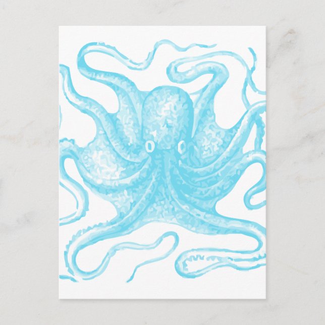Blauer Kraken Postkarte (Vorderseite)