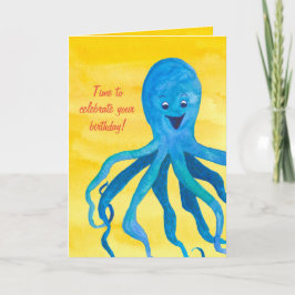 Blauer Kraken zum Geburtstag Karte