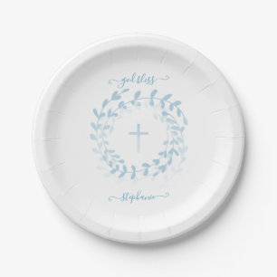 Blauer Kranz und Kreuz Pappteller