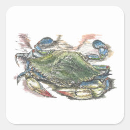 Blauer Krebs Quadratischer Aufkleber