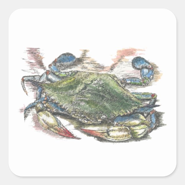 Blauer Krebs Quadratischer Aufkleber (Vorderseite)