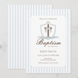 Blauer Kreuz Wappen Taufe Einladung