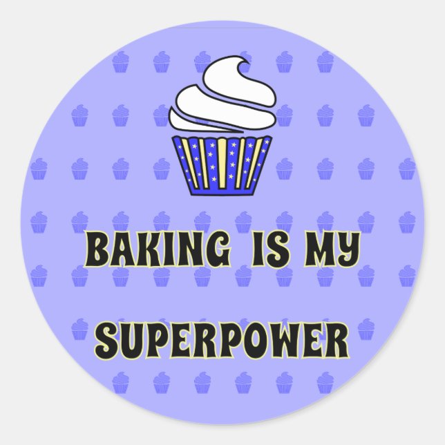 Blauer Kuchenbacken Supermacht Runder Aufkleber (Vorderseite)