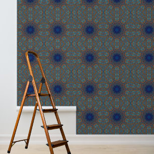 Blauer Kupfer-Graphic Tapete