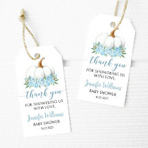 Blauer Kürbis Baby Dusche Danke Anhänger