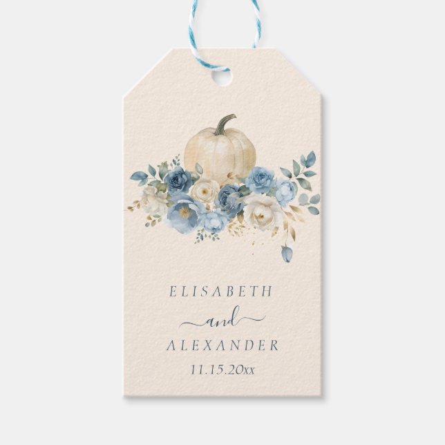 Blauer Kürbis bei Hochzeiten in der Liebe Geschenkanhänger (Vorderseite)