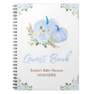 Blauer Kürbis-Blumen-Baby-Shower-Gästebuch Notizblock