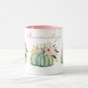 Blauer Kürbis Blumenfall Wasserfarbe elegant Herbs Tasse