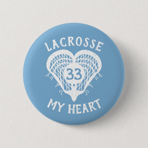 Blauer Lacrosse - Herzknopf Button